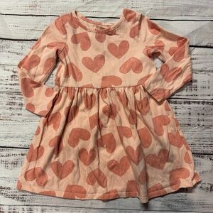 Heart Patterned Pink Kids Dress